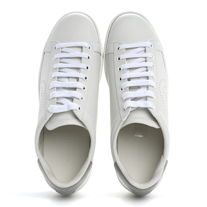 Gucci Calfskin Interlocking G Perforated Womens Ace Sneakers 37.5 White Grey Sky 2 of 10