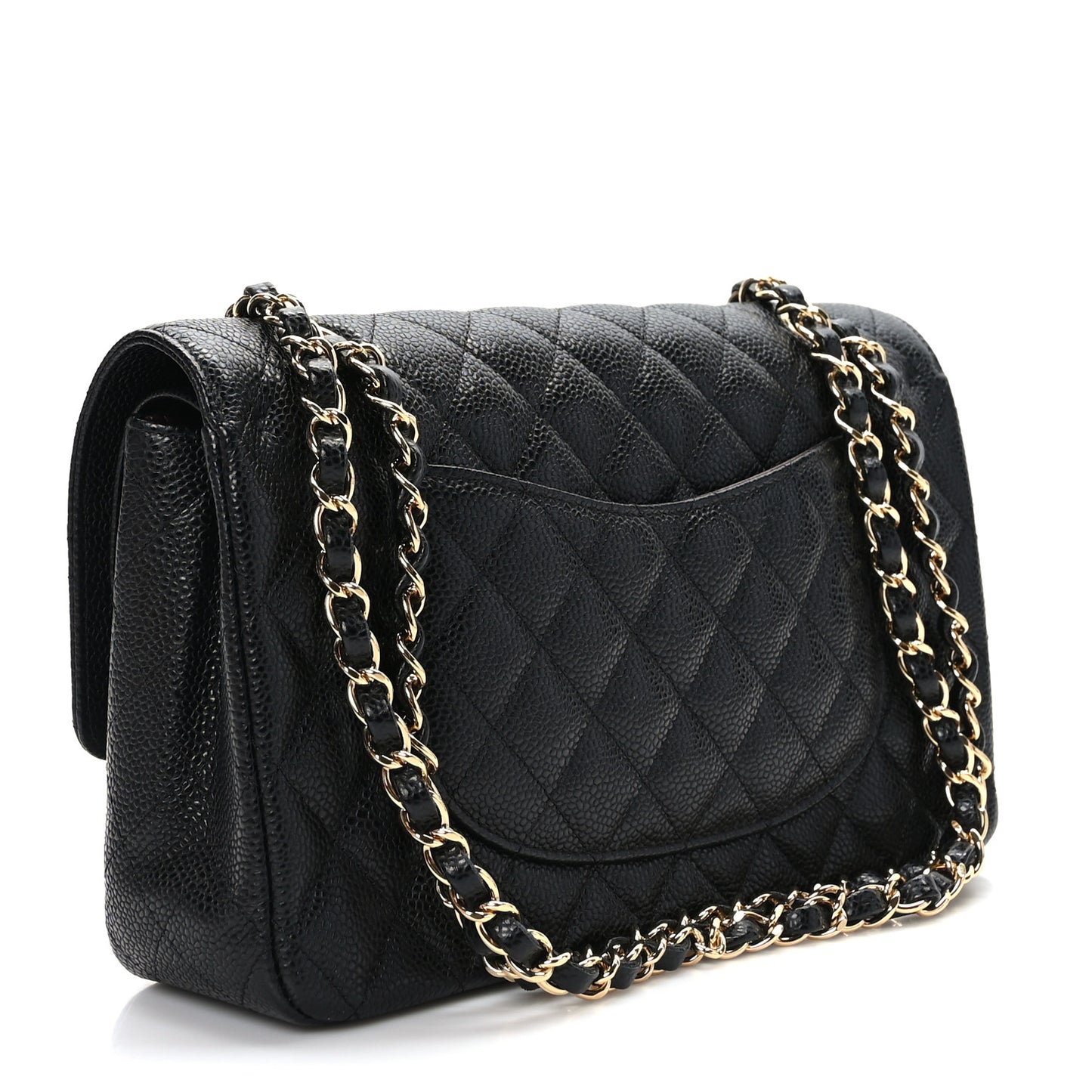 Caviar Quilted Medium Double Flap Black