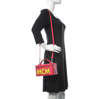 MCM Calfskin Neon Studded Rockstar Vanity Case Love Potion 2 of 10