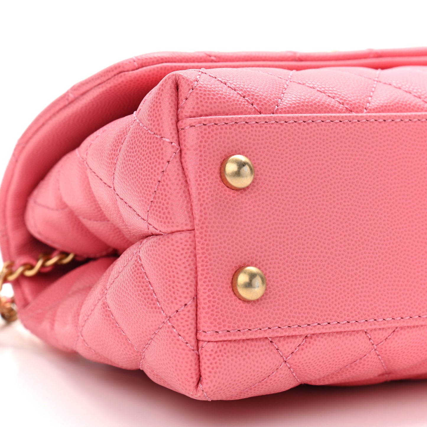 Caviar Lizard Embossed Quilted Mini Coco Handle Flap Pink