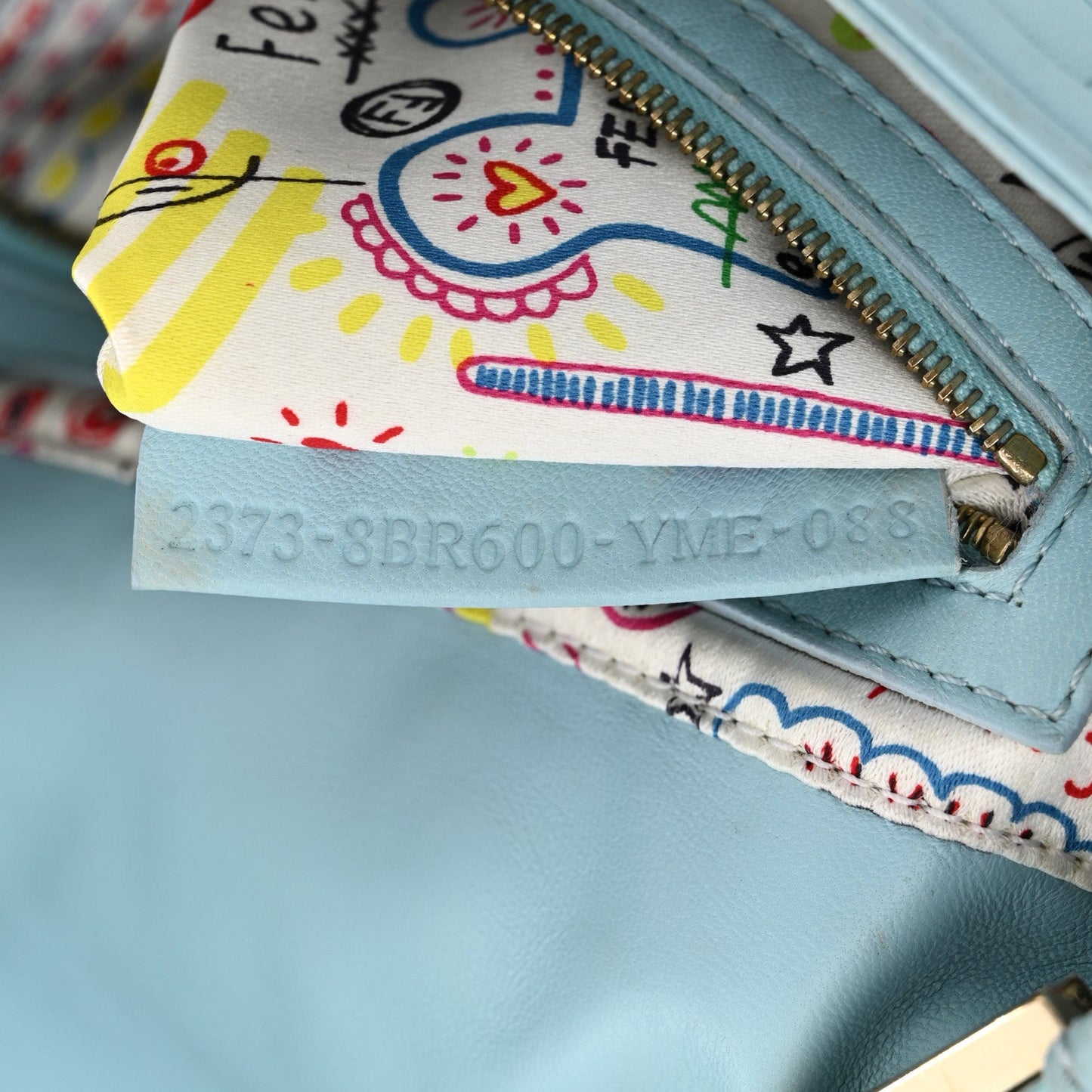 Nappa Logo Embossed Baguette Blue