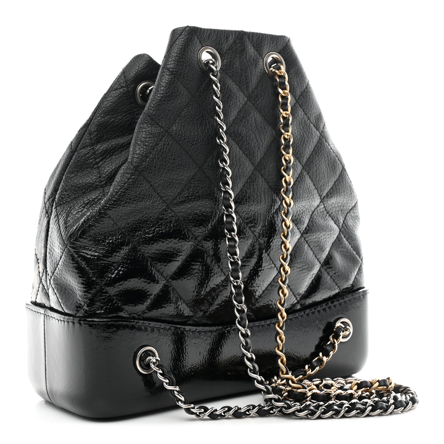 Chanel Patent Goatskin Quilted Small Gabrielle Backpack Black 3 of 13
