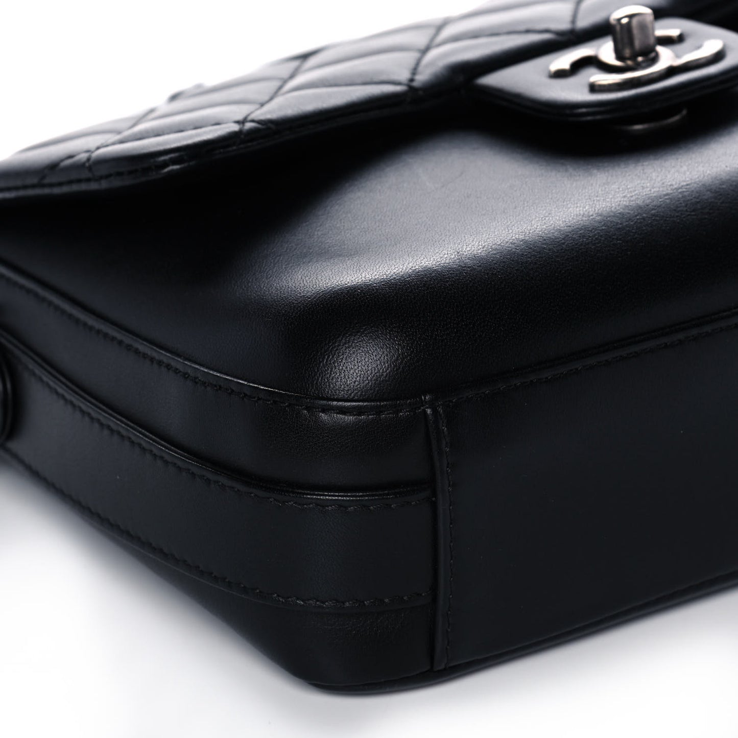 Calfskin Quilted Medium Rock My Shoulder Flap Black