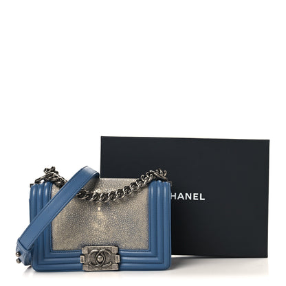 Chanel Galuchat Stingray Small Boy Flap Blue 13 of 13