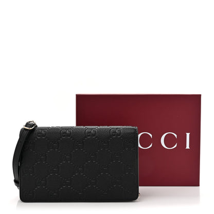 Gucci GG Grainy Calfskin Emblem Wallet On Chain Black 11 of 11