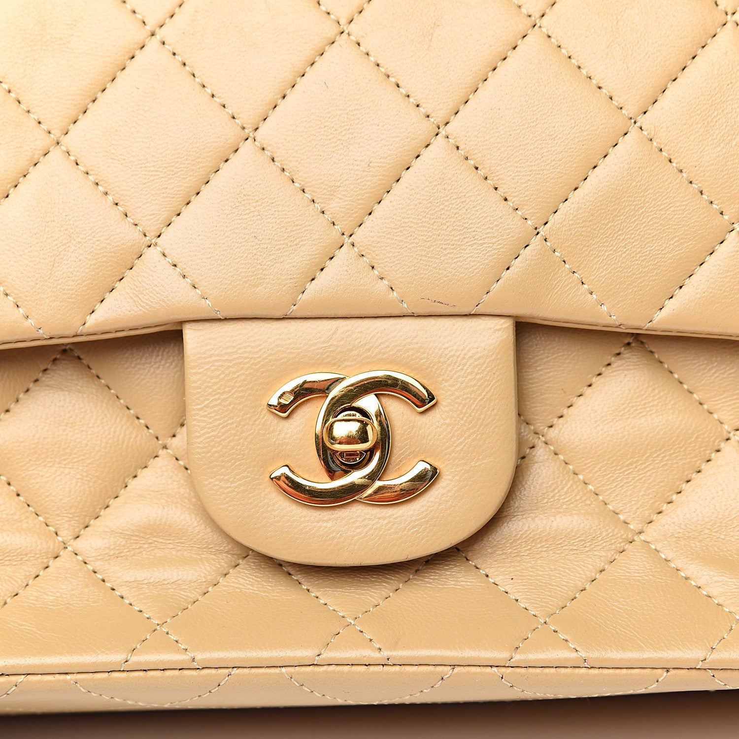 Chanel Lambskin Quilted Small Double Flap Beige 12 of 14