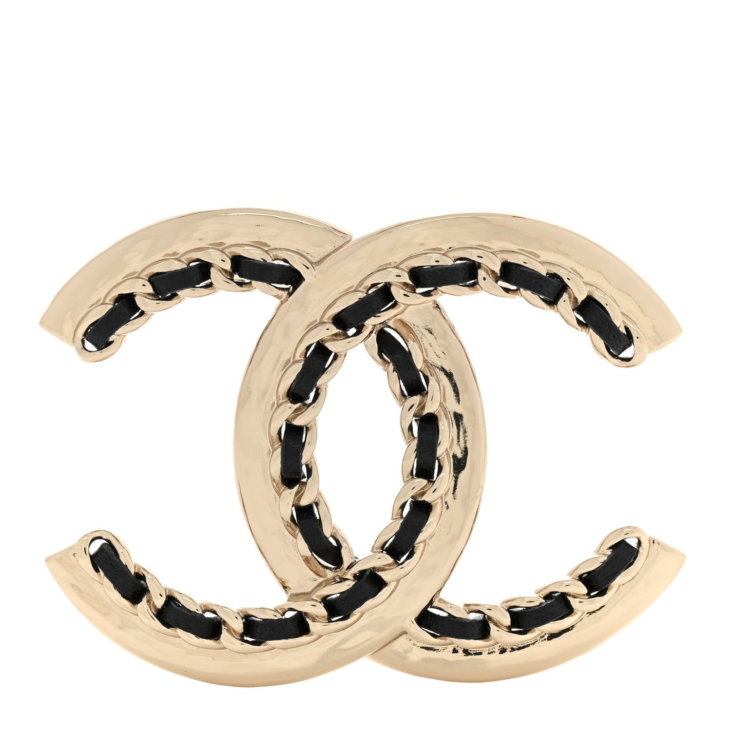 Chanel Lambskin Chain CC Chain Brooch Black Gold 1 of 5