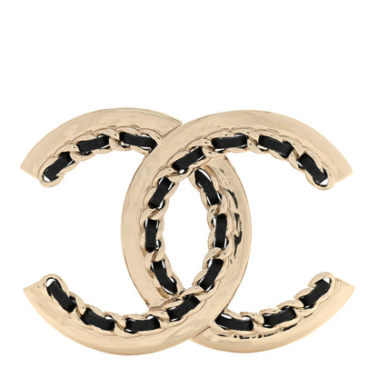 Chanel Lambskin Chain CC Chain Brooch Black Gold 1 of 5