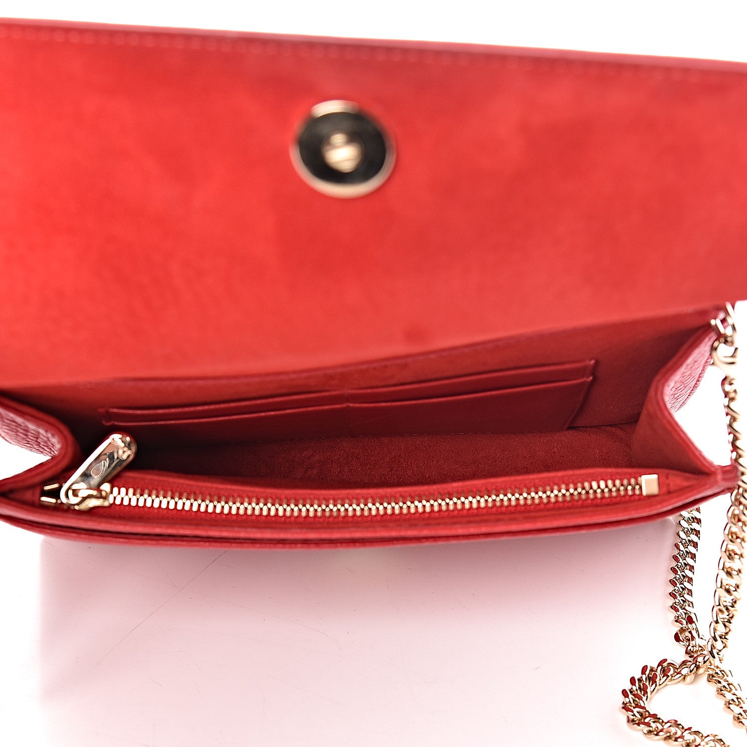 Christian Dior Grained Calfskin Diorama Wallet on Chain Pouch Red 5 of 10
