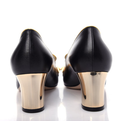 Gucci Malaga Kid Nappa GG Supreme Monogram Tiger Head Mid Heel Loafer Pumps 40.5 Black Oro Vecchio Beige 7 of 12
