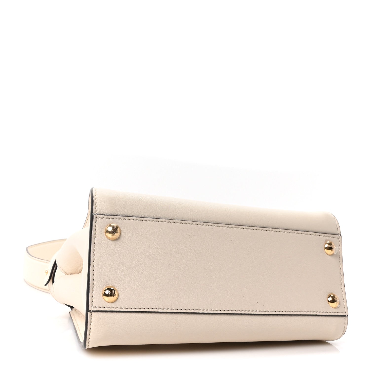 Fendi Vitello Seta Suede FF Mini Peekaboo Iconic Satchel Uovo Sigaro Marrone 4 of 9