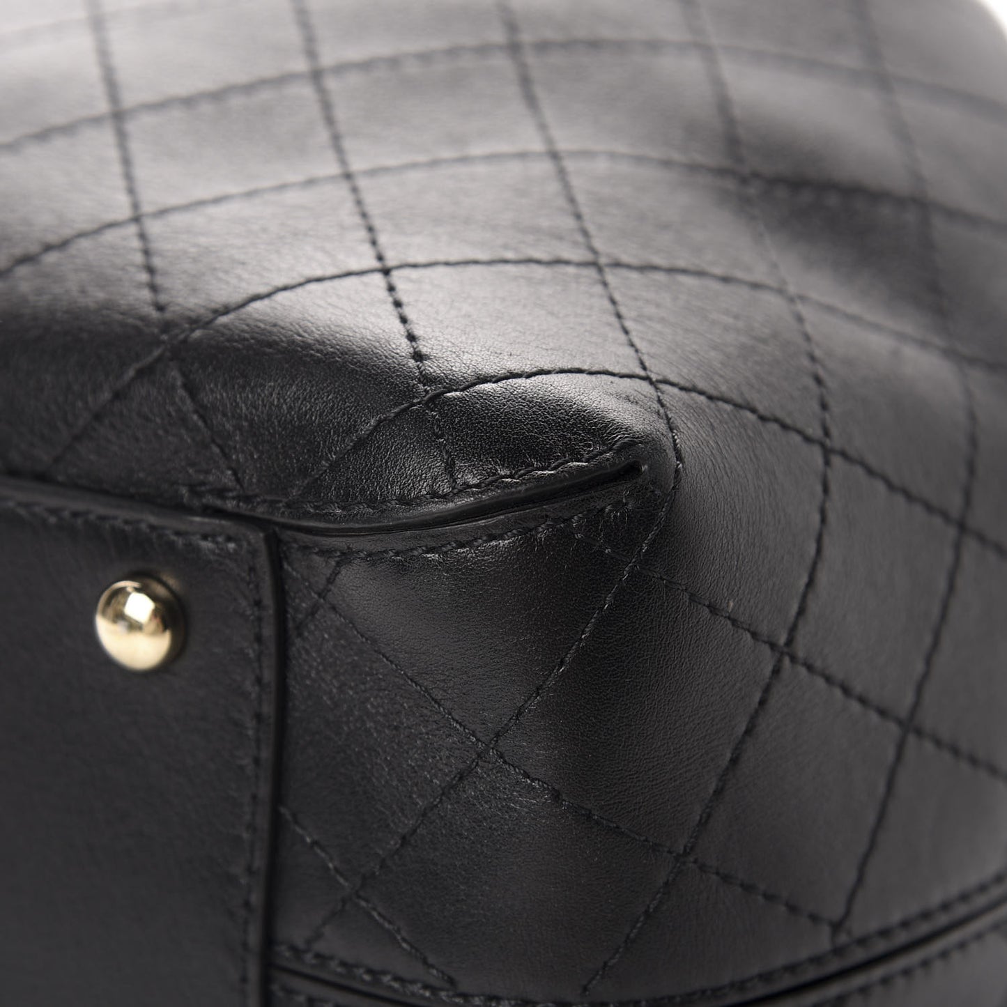 Calfskin Stitched Drawstring Bag Black