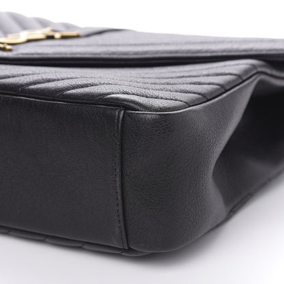 Saint Laurent Sheepskin Matelasse Chevron Monogram Large College Satchel Black 9 of 12