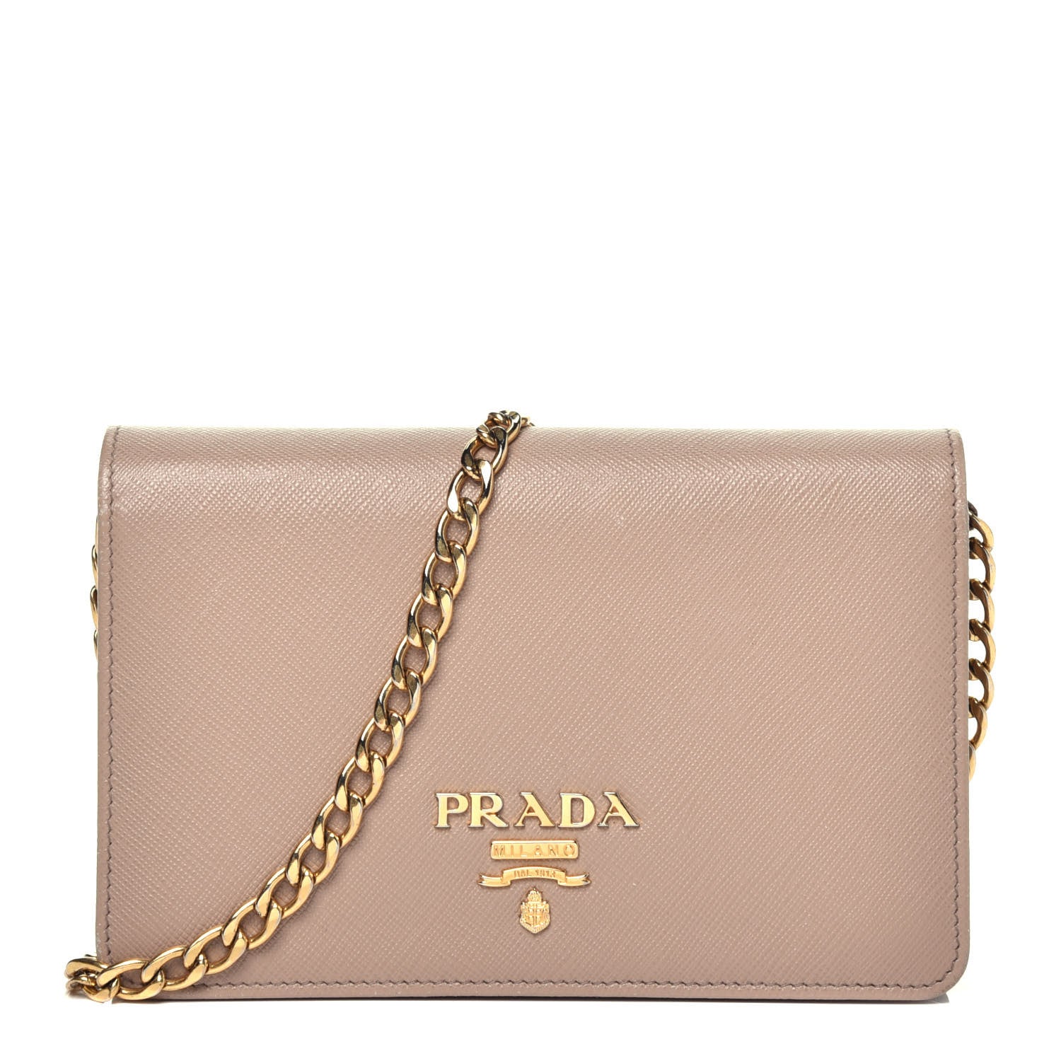 Prada Saffiano Lux Chain Wallet Cipria 1 of 9