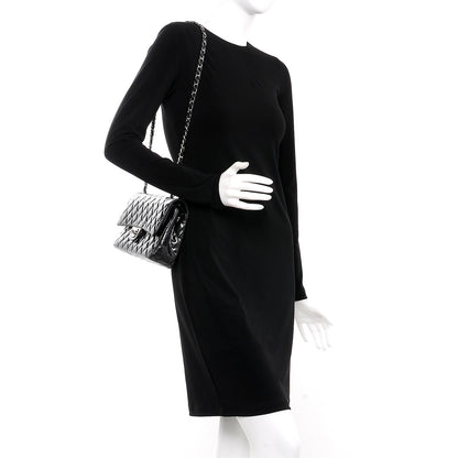 Chanel Striated Patent Quilted Medium Double Flap Black 2 of 9