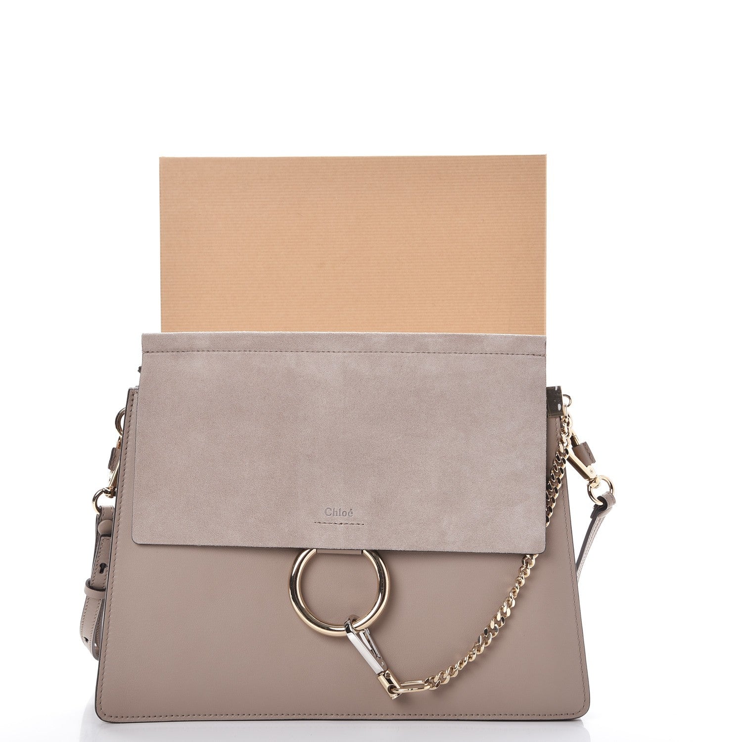 Chloe Calfskin Suede Medium Faye Shoulder Bag Motty Grey 8 of 8