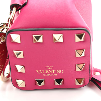 Valentino Garavani Vitello Rockstud Square Zip Coin Purse Disco Pink 3 of 7