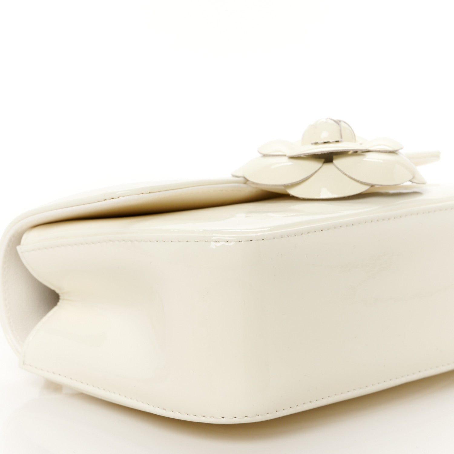 Chanel Patent Calfskin Small Camellia Single Flap White 9 of 10