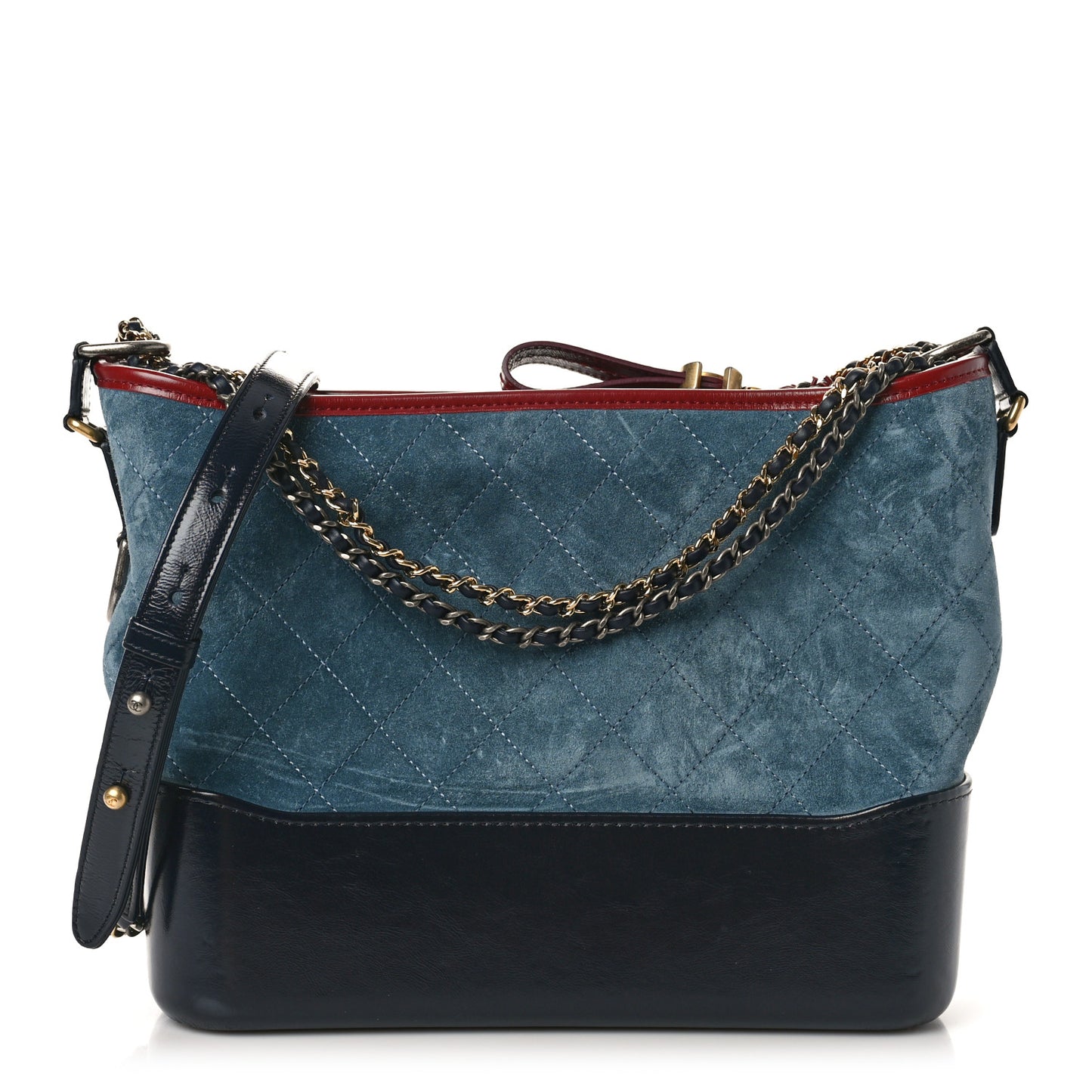 Suede Calfskin Quilted Medium Gabrielle Hobo Blue