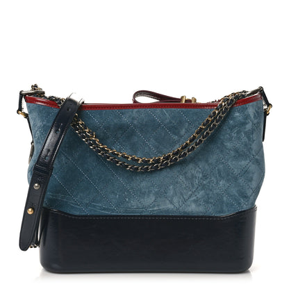 Chanel Suede Calfskin Quilted Medium Gabrielle Hobo Blue 1 of 9