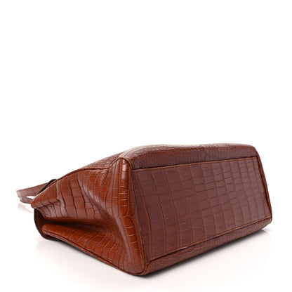 Celine Calfskin Crocodile Embossed Medium Soft 16 Bag Tan 4 of 11