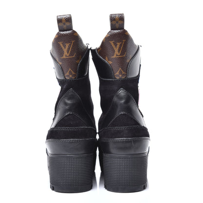 Louis Vuitton Suede Calfskin Monogram LV Black Heart Laureate Platform Desert Boots 38 Black 7 of 10