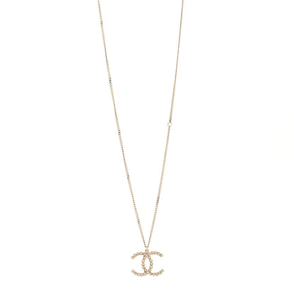 Chanel Crystal CC Pendant Necklace Gold 1 of 3
