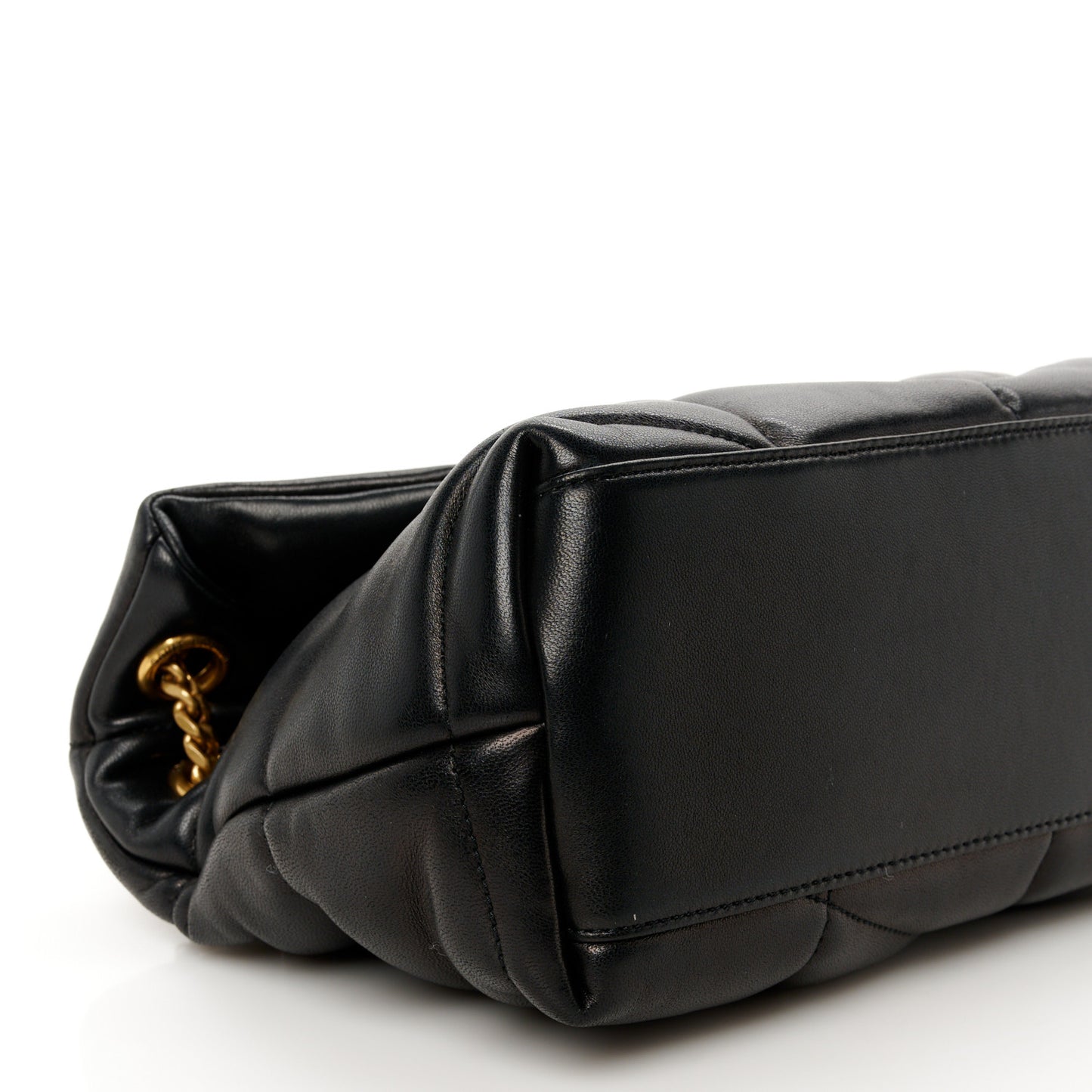 Lambskin Quilted Small Loulou Puffer Monogram Chain Satchel Black