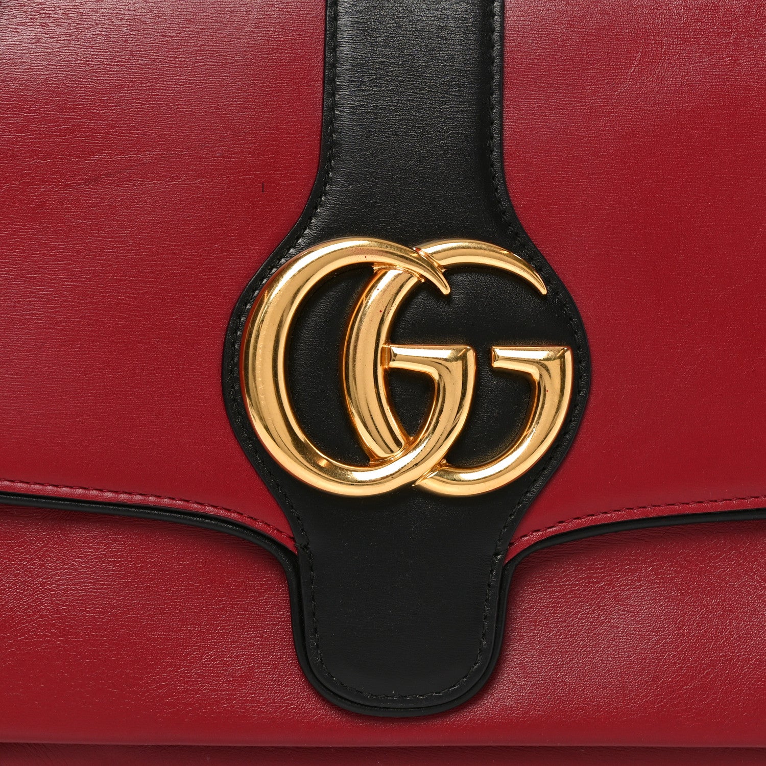 Gucci Calfskin Medium Arli Flap Shoulder Bag New Cherry Red Black 8 of 10