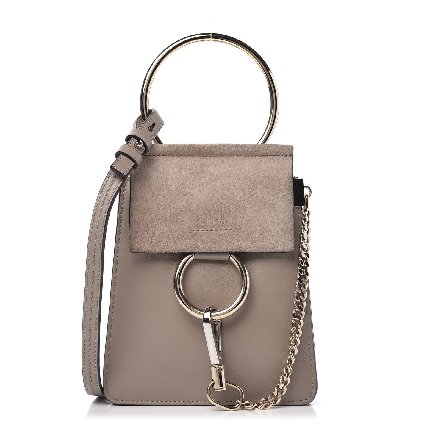 Suede Calfskin Mini Faye Bracelet Bag Motty Grey