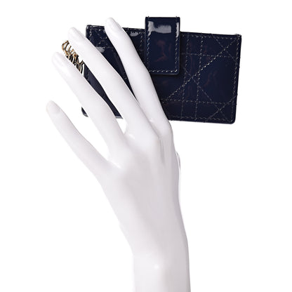 Christian Dior Patent Cannage Lady Dior 5-Gusset Card Holder Navy Blue 2 of 7