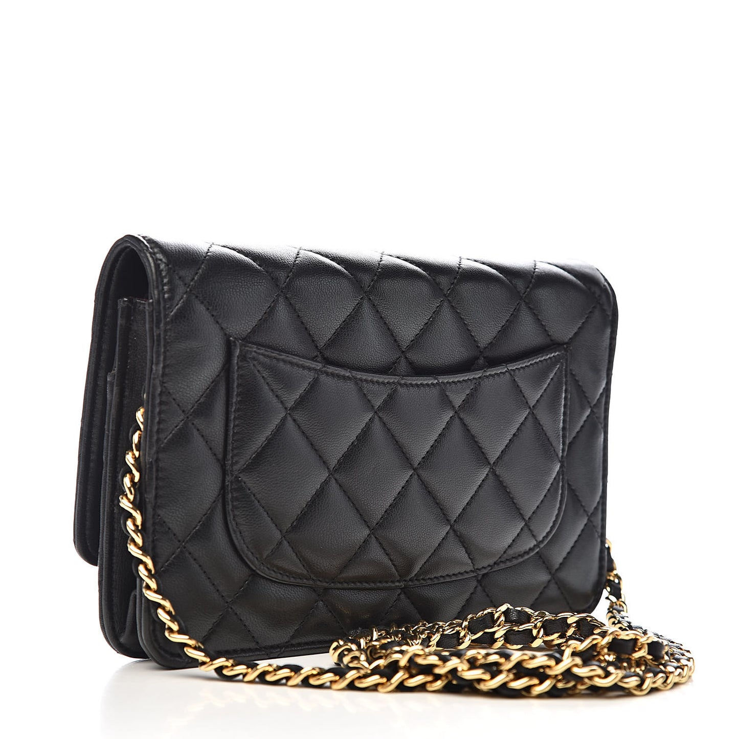 Lambskin Quilted Wallet On Chain WOC Black