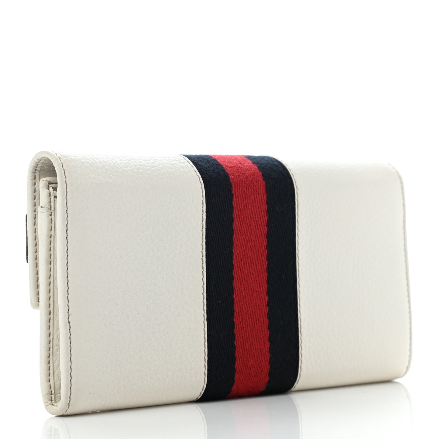Calfskin Horsebit Web Continental Wallet White