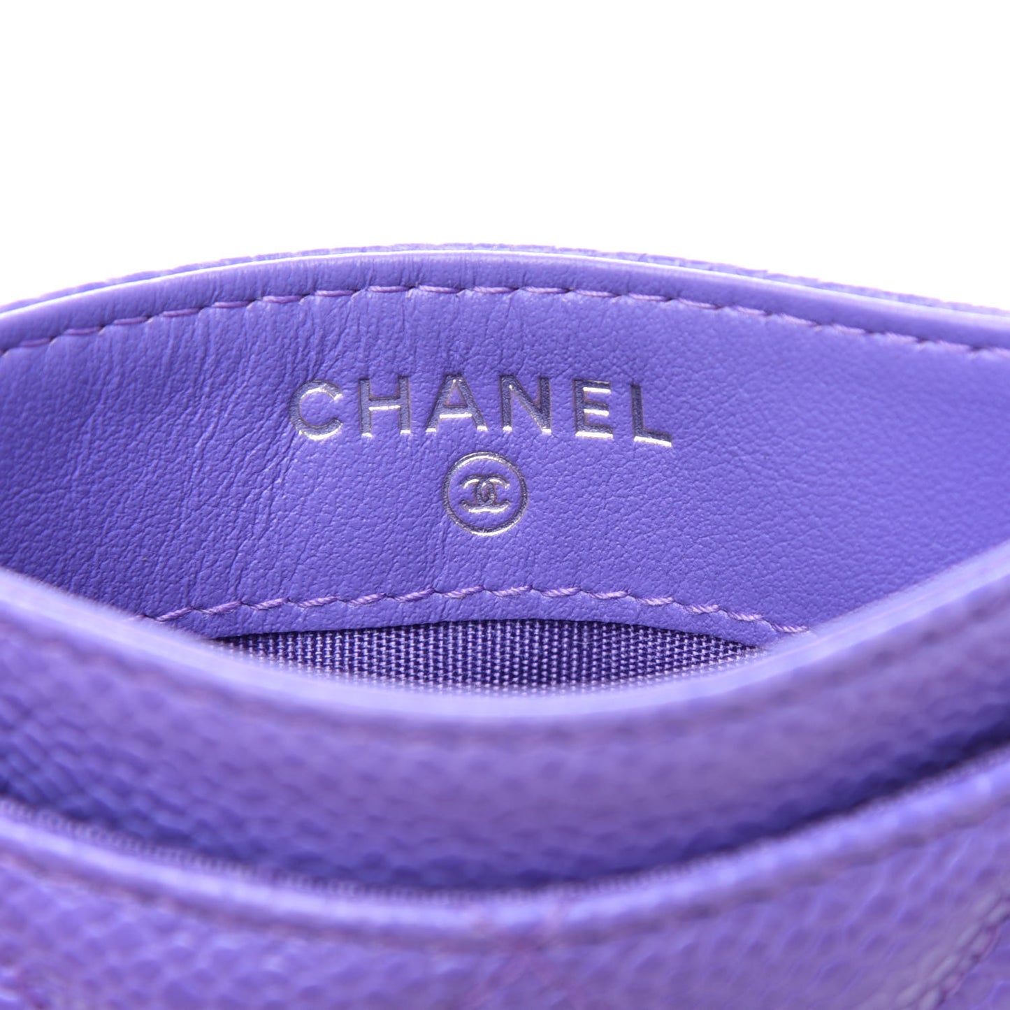 Caviar Quilted Incognito Card Holder Purple