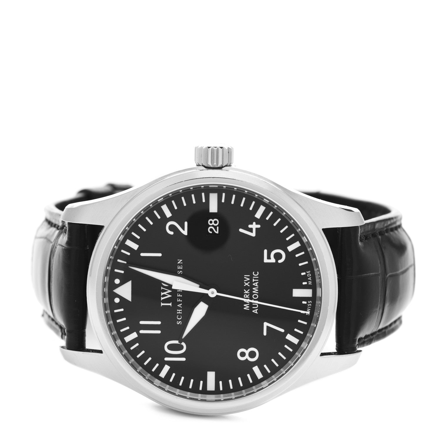 IWC Stainless Steel Alligator 39mm Pilot Mark XVI Automatic Watch Black IW325501 2 of 7