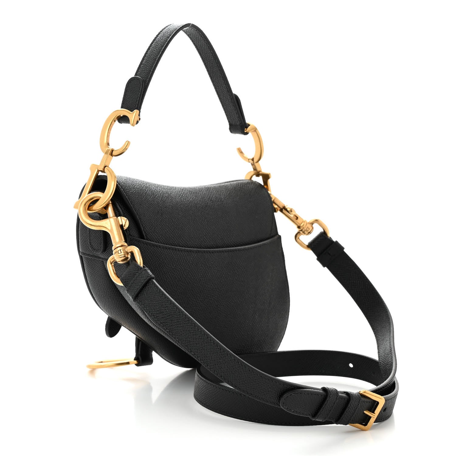 Christian Dior Grained Calfskin Mini Saddle Bag With Strap Black 3 of 10