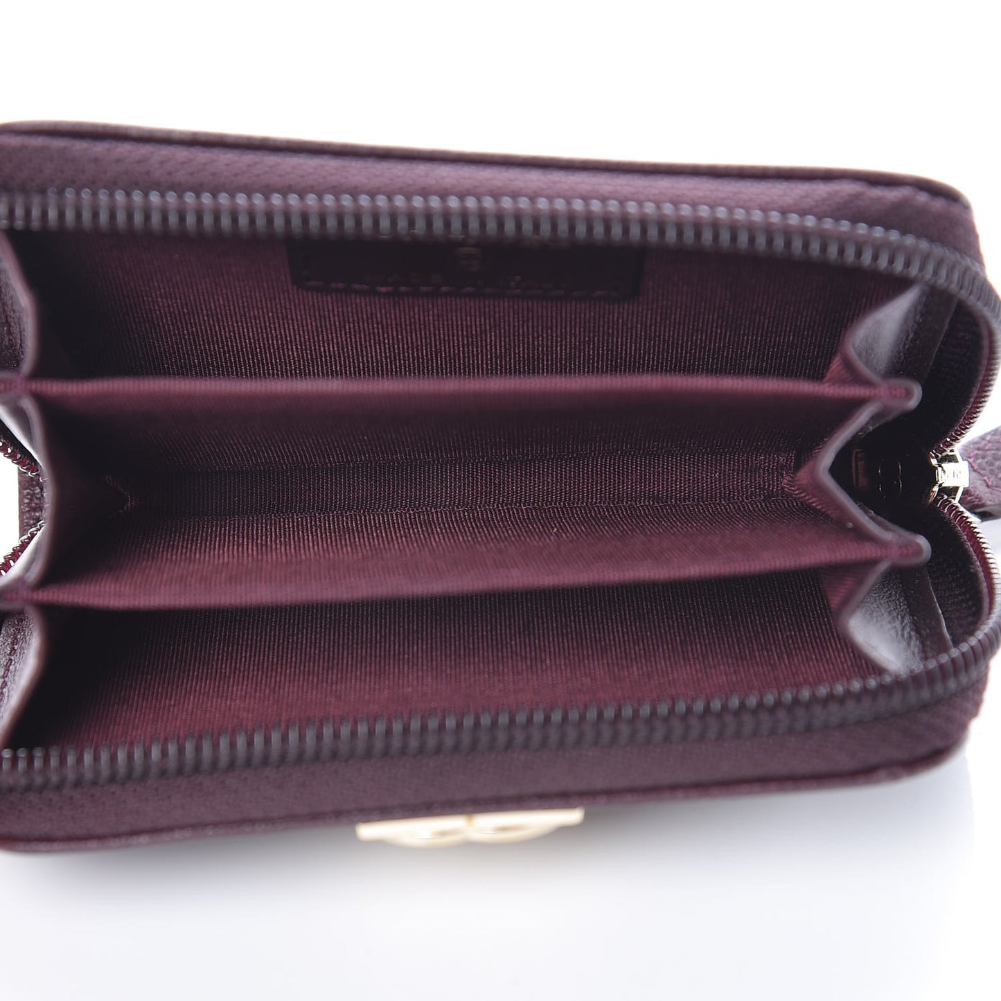 Caviar Quilted Boy Zip Around Coin Purse Wallet Dark Purple