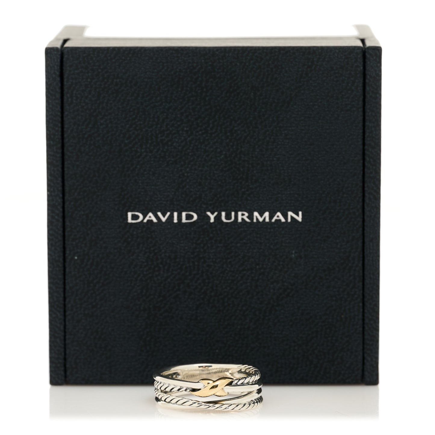 Sterling Silver 18K Yellow Gold 6mm X Crossover Ring 55 7.25