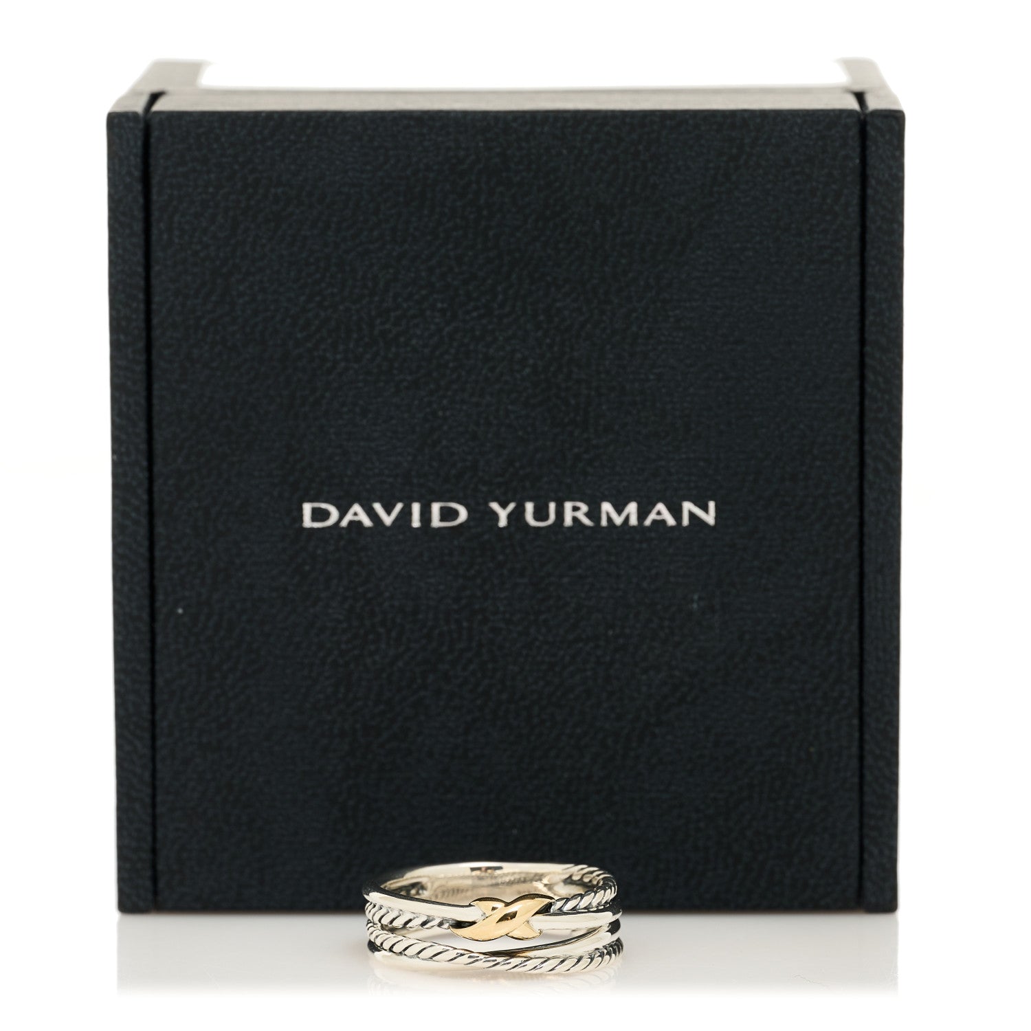 David Yurman Sterling Silver 18K Yellow Gold 6mm X Crossover Ring 55 7.25 5 of 5