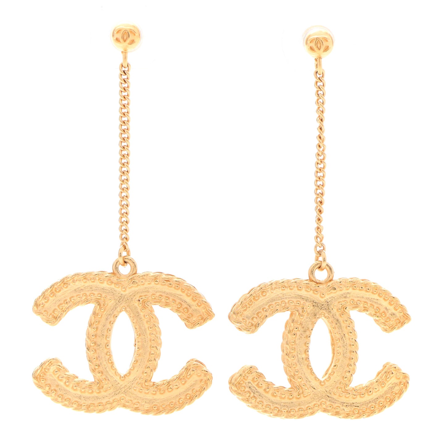CC Drop Earrings Matte Gold