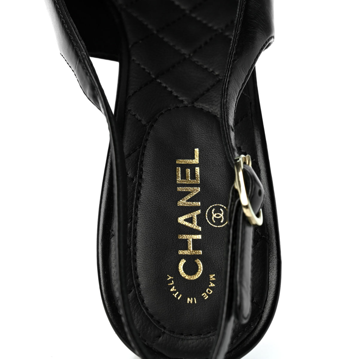 Lambskin Patent Calfskin Embellished Cap Toe CC Slingback Pumps 38 Black