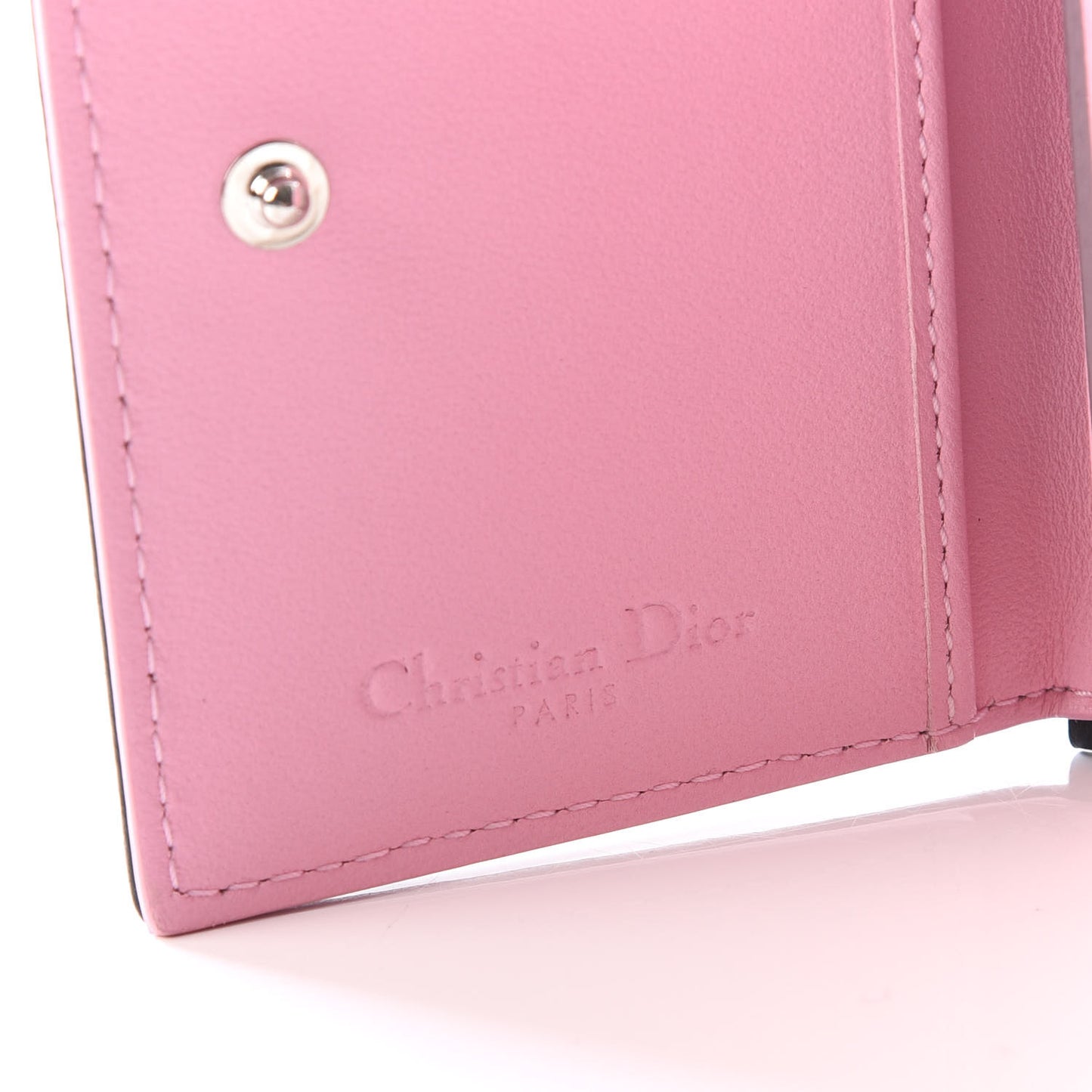 Lambskin Cannage Bi-Color Small Lady Dior Flap Card Holder Black Pink