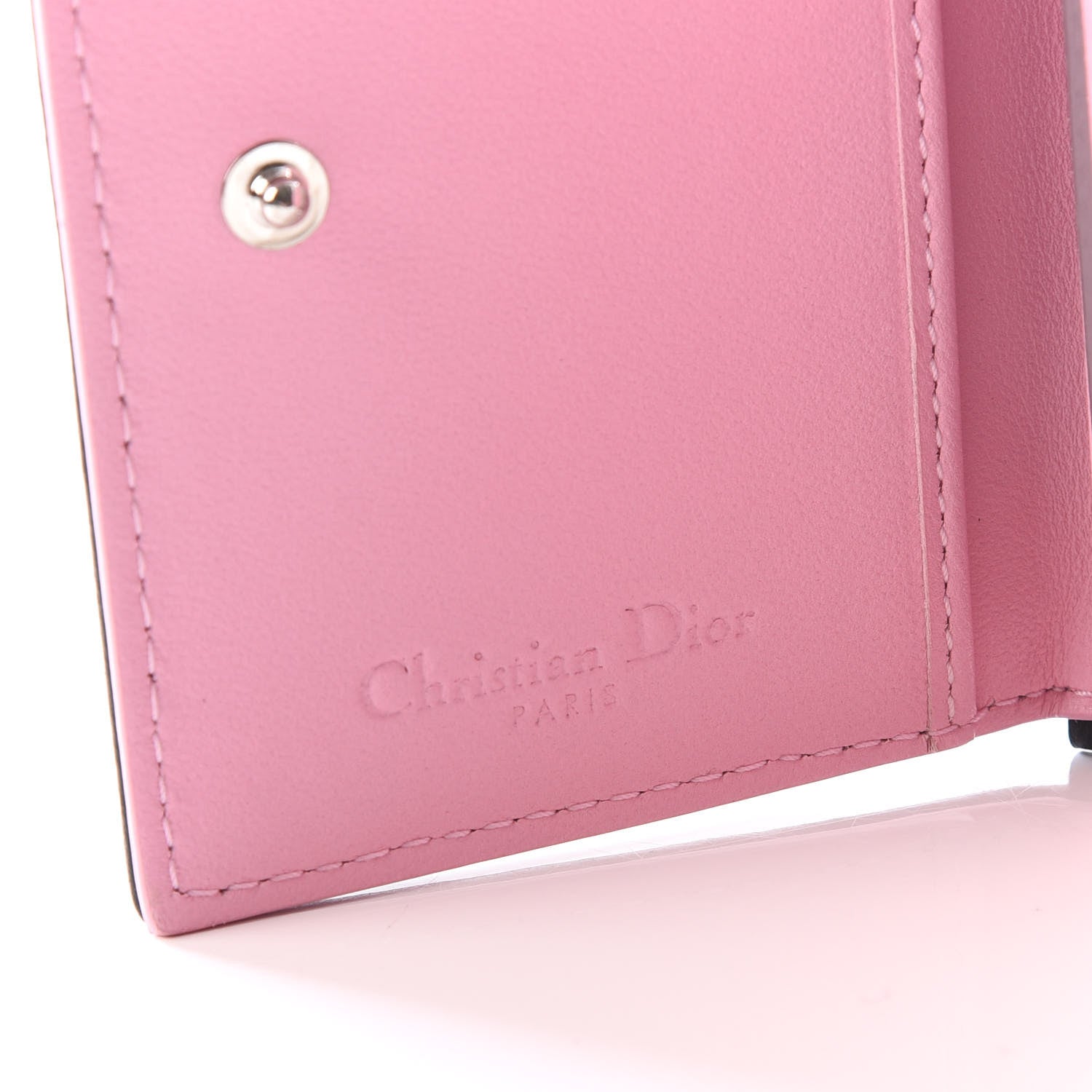 Christian Dior Lambskin Cannage Bi-Color Small Lady Dior Flap Card Holder Black Pink 7 of 9