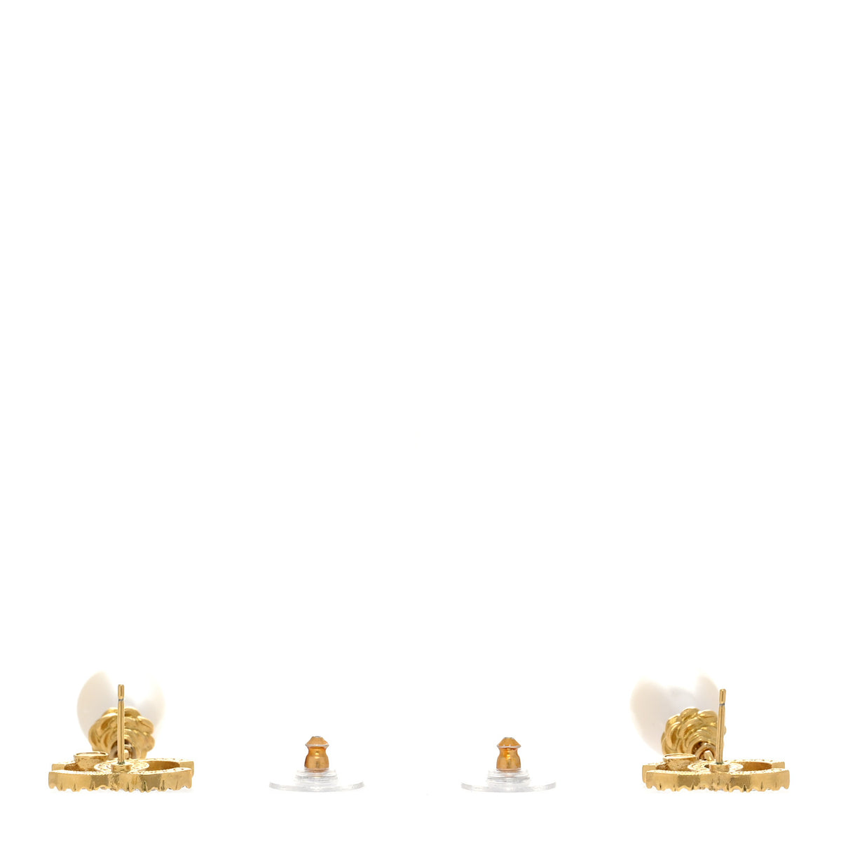 Chanel Crystal Pearl CC Braided Drop Earrings Gold 3 of 6
