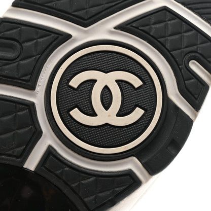 Chanel Nylon Calfskin Suede CC Womens Sneakers 38.5 White Orange 6 of 9