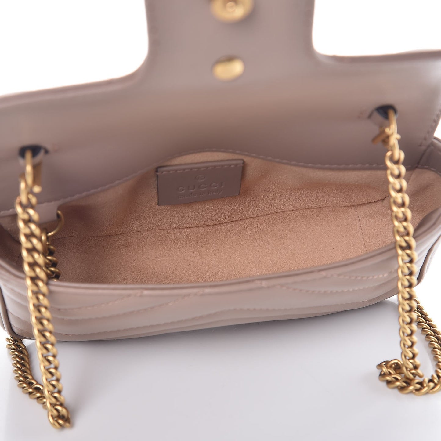 Calfskin Matelasse Super Mini GG Marmont Shoulder Bag Porcelain Rose