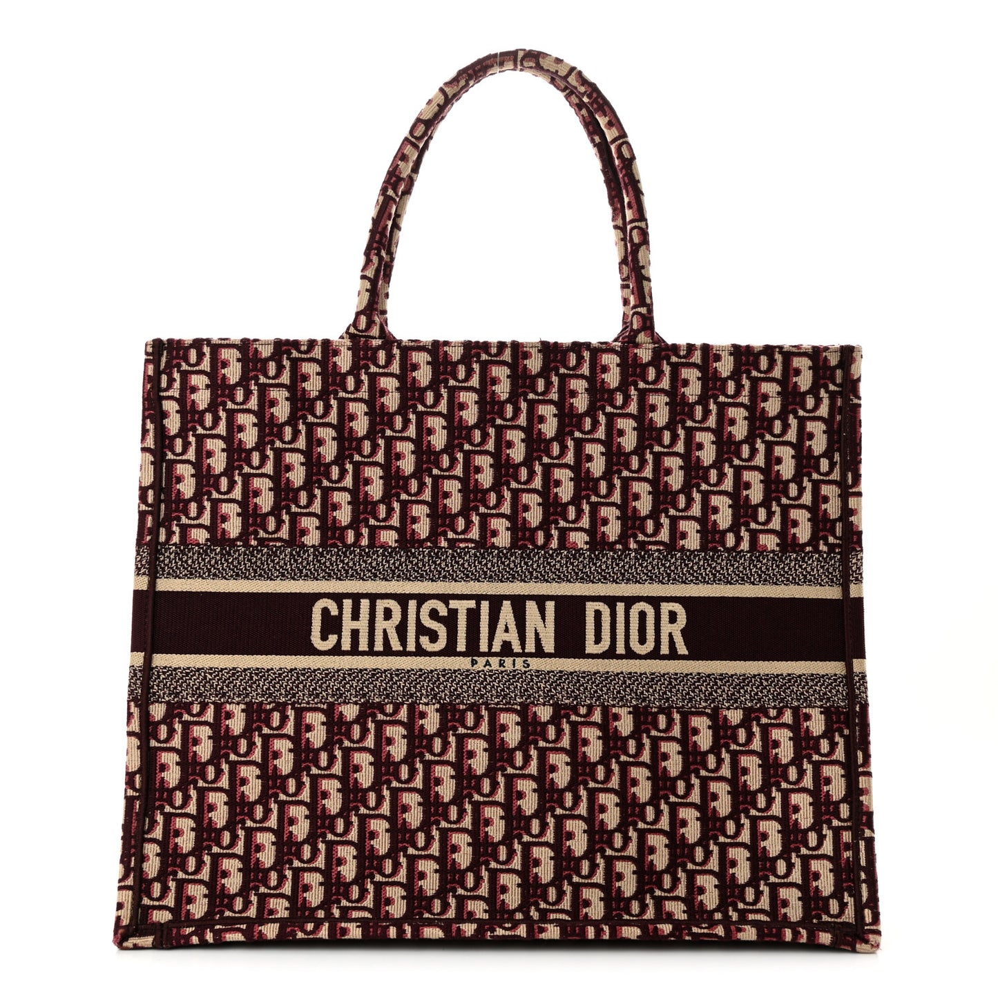 CHRISTIAN DIOR Oblique Large Book Tote Burgundy Multicolor