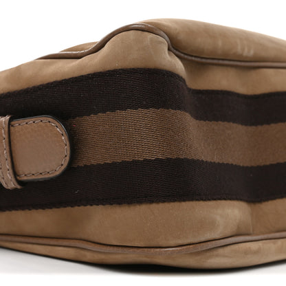 Gucci Calfskin Suede Large Horsebit Web Hobo Tan 9 of 10