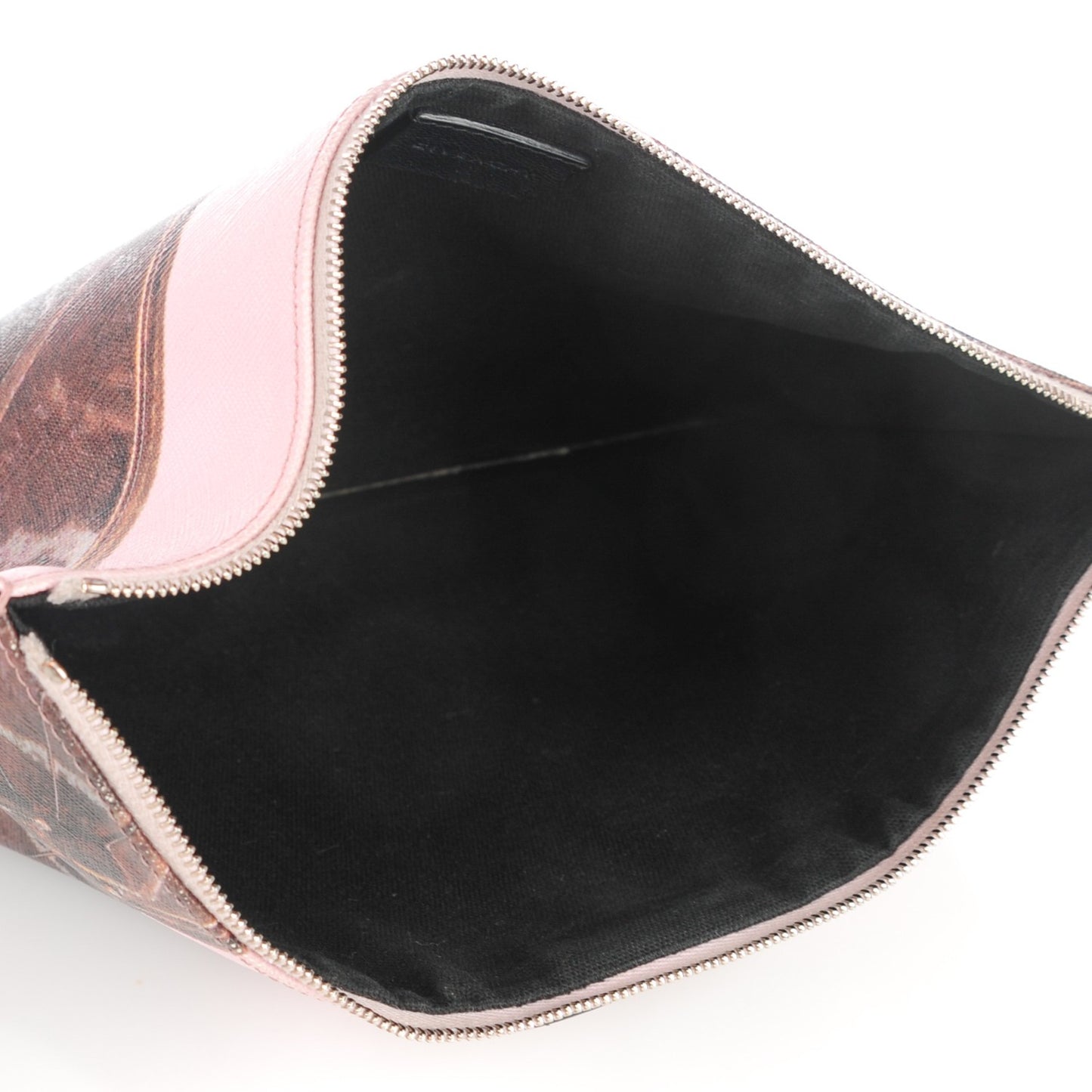 Coated Canvas Butterfly Print Large Flat Zip Pouch Multicolor