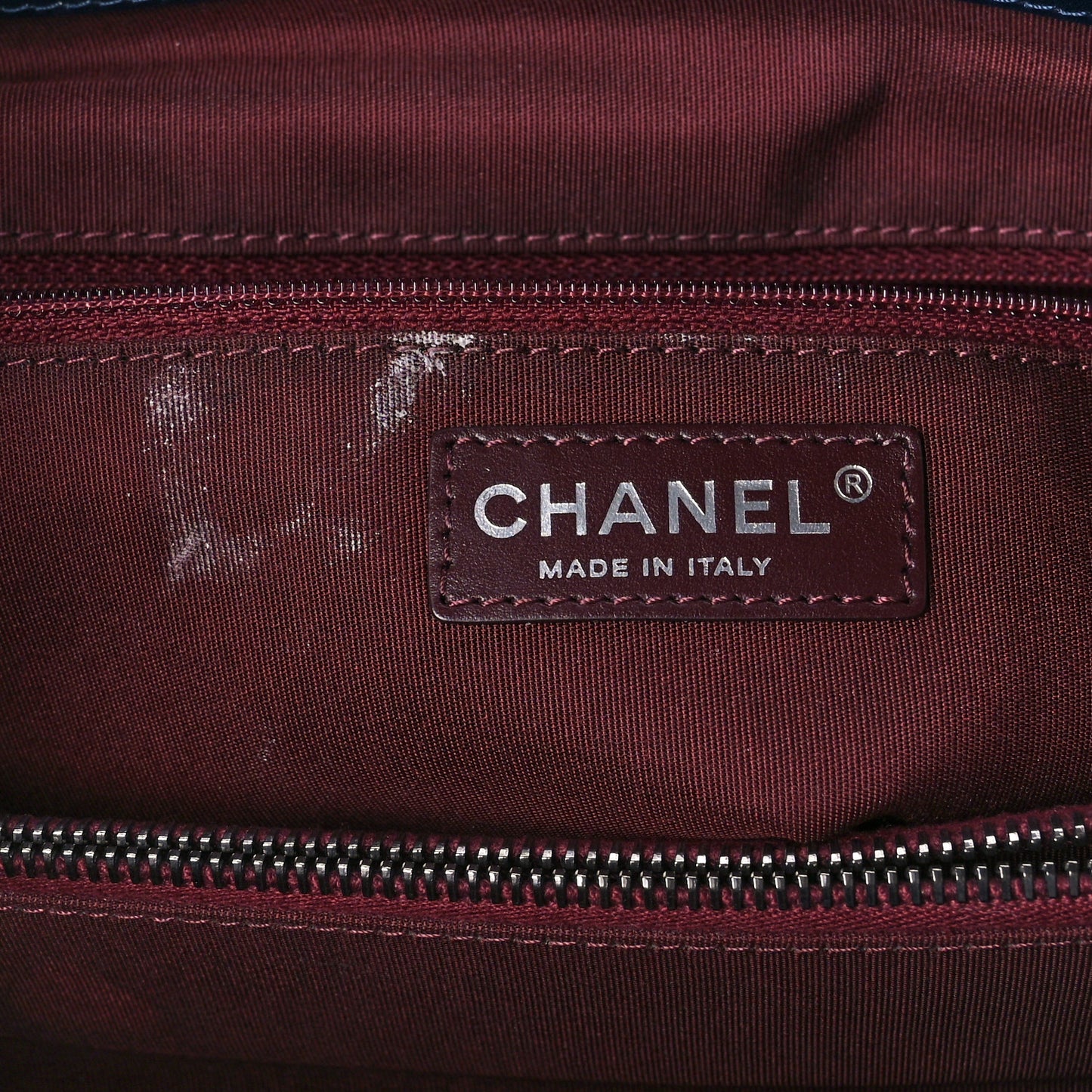 Glazed Calfskin Quilted Daily Walk Tote Navy